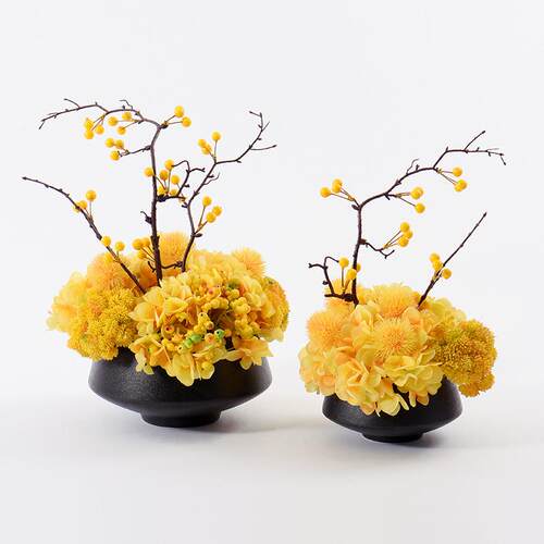 新中式黄色软装饰品盆景玄关博古架墙柜售楼处洽谈桌前台桌面摆件