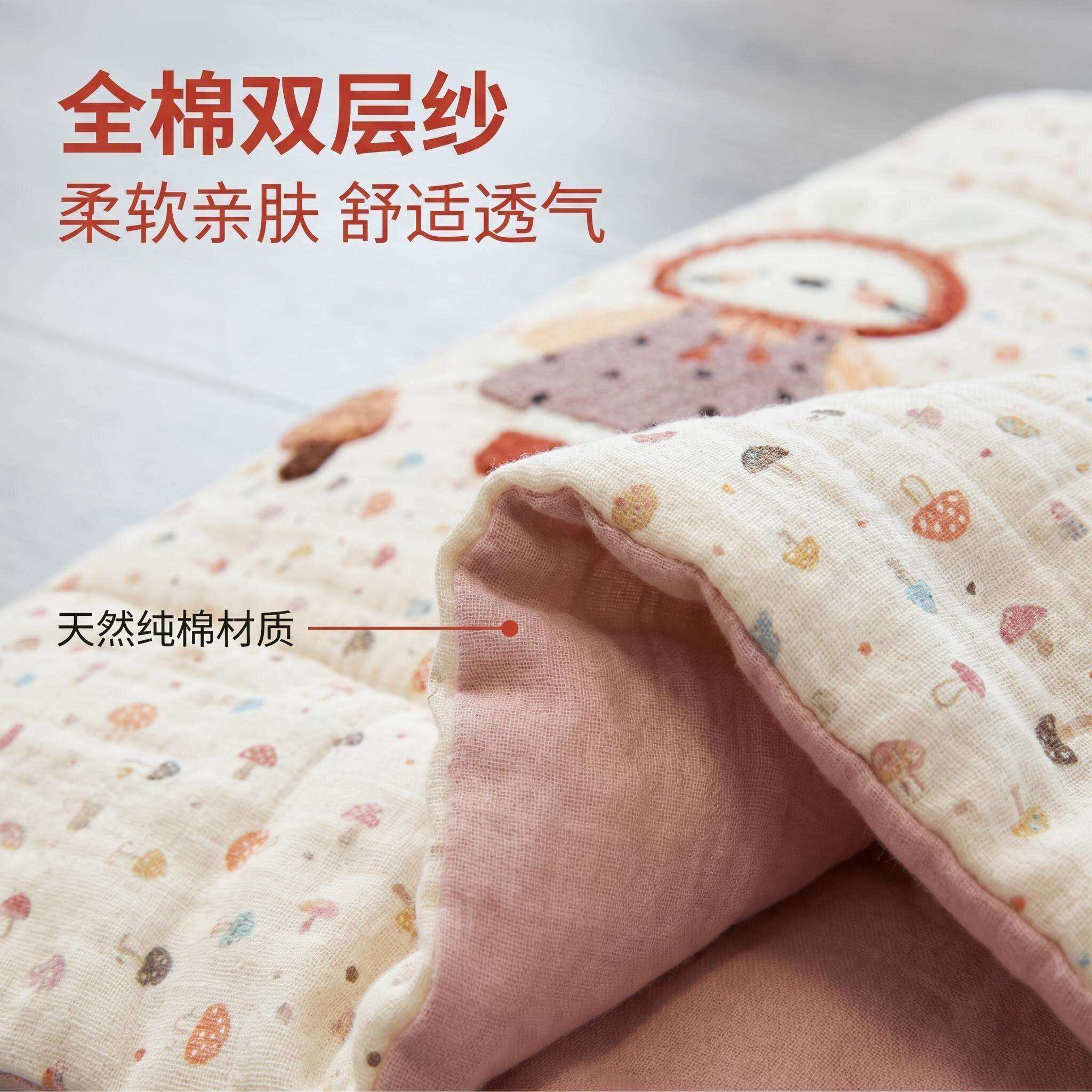 抱被子全棉布双HVN层纱二合一纯棉纱垫办公枕室午睡沙发靠车载午