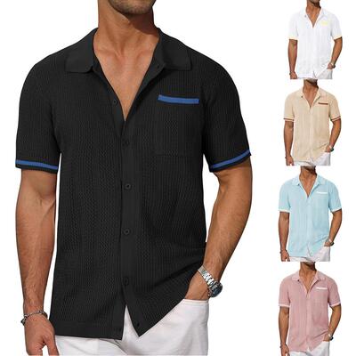 Men's shirt, short sleeved suit collar, hollowed out