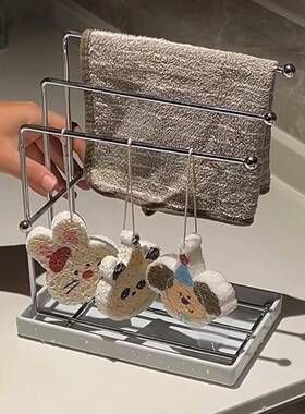 沥水抹布架厨房台面收纳置物架洗碗海绵毛巾挂架多功能铁艺收纳架