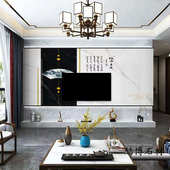 瓷砖电视现代墙轻影视大理石悬空背景板格栅奢客厅墙大板墙电视岩