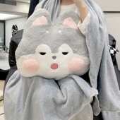 午睡被子毯子毯枕抱抱卡通枕可爱沙发办公室两用毛绒毯午休二合一