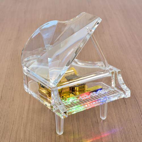 带灯亚克力大钢琴音乐盒八音盒工艺品家具摆件创意节日生日礼品