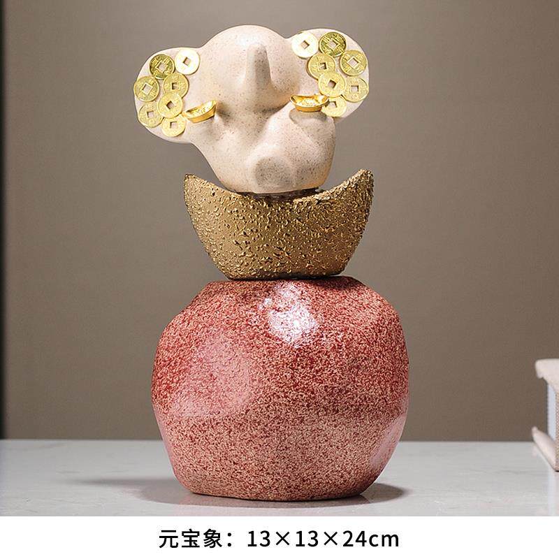 高档水晶球幸运大象品装饰品简客单入口电视公柜高端办室厅装饰乔