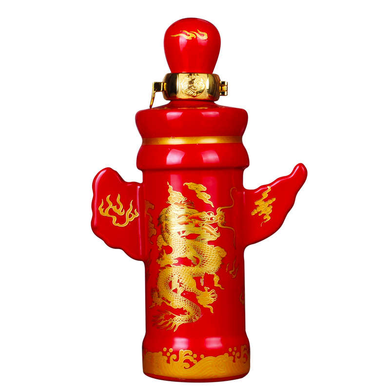 陶瓷酒瓶1斤装红色华表酒瓶酒坛子景德镇陶瓷酒壶密封创意摆件