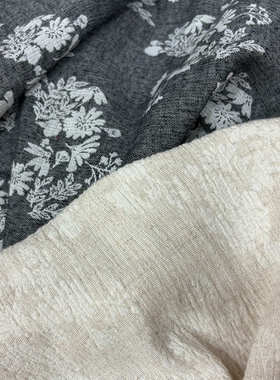 亚麻棉双层砂洗肌理提花面料柔软透气双面绉布家纺服装布料T86012