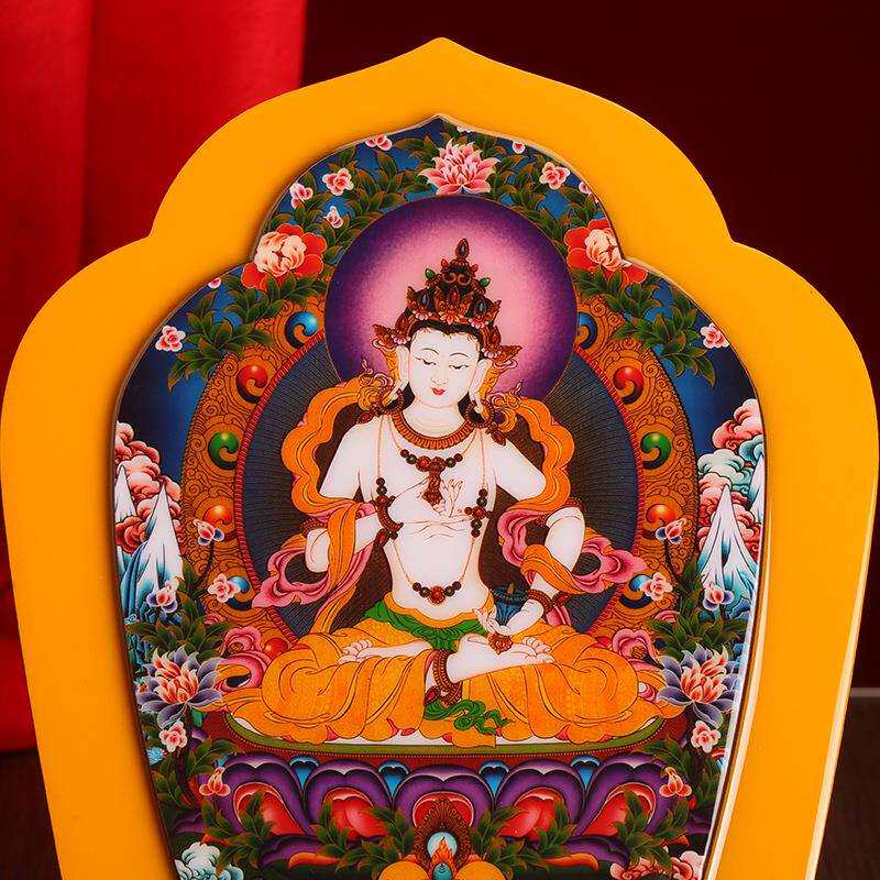 藏式金刚萨埵莲花实木烤漆相框摆件挂画装饰画家用十相自在唐卡图