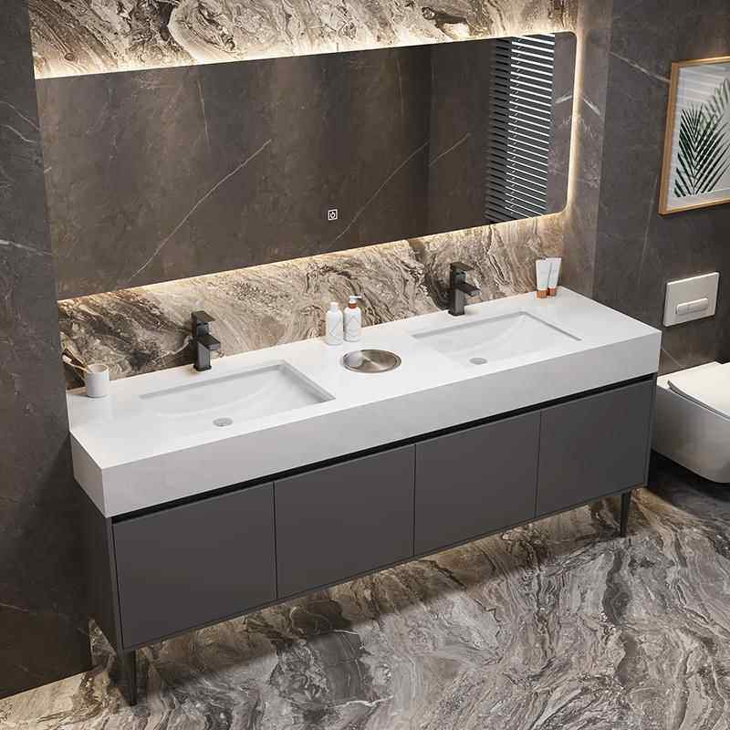 定制公共卫生间双盆浴室柜组合酒店民宿商用双盆落地洗漱台洗脸盆