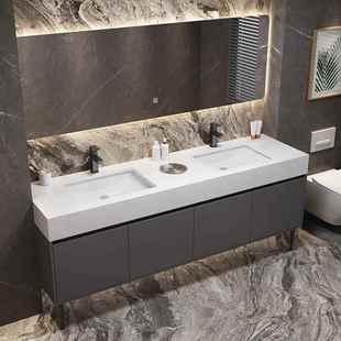 定制公共卫生间双盆浴室柜组合酒店民宿商用双盆落地洗漱台洗脸盆