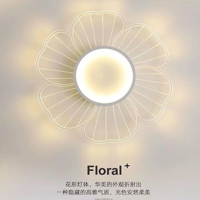 新款花朵卧室灯房间吸顶灯现代简约超薄圆形灯创意网红个性灯具