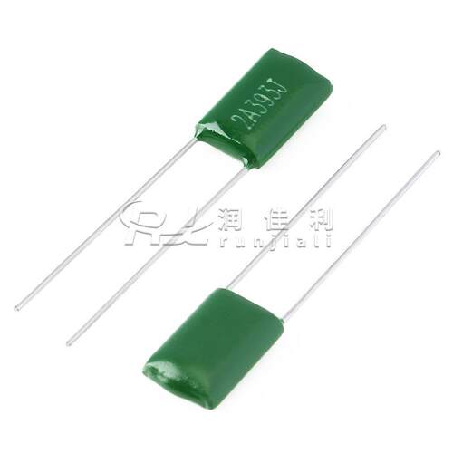 厂家直供 2A393J涤纶电容100V 0.039UF 39NF直插绿色聚酯薄膜电容