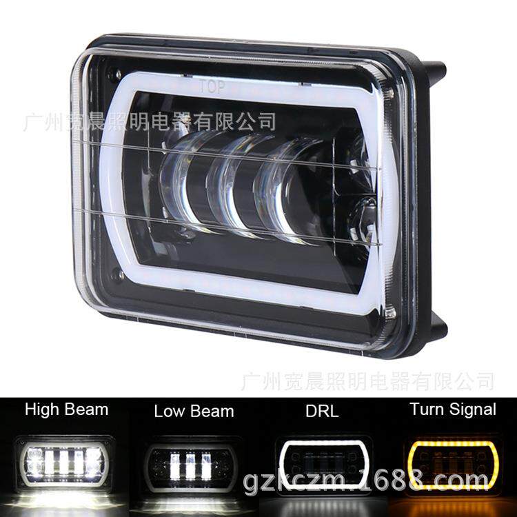 电商热卖4x6led5寸方灯皮卡车越野车前照灯带日行转向灯