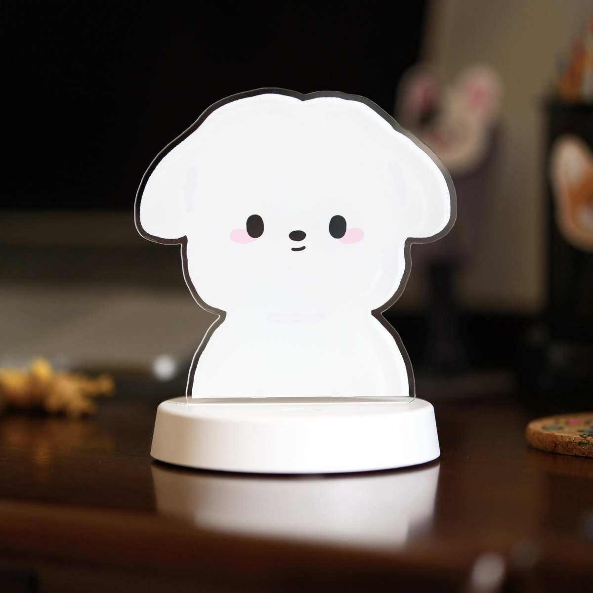 胖丁啵啵可爱马尔济斯犬亚克力装饰氛围小夜灯摆件周边卡通狗原创