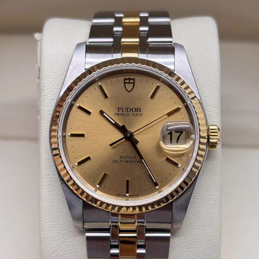 经典款9.8新 帝舵王子系列精钢18K金自动机械手表34MM男表74033