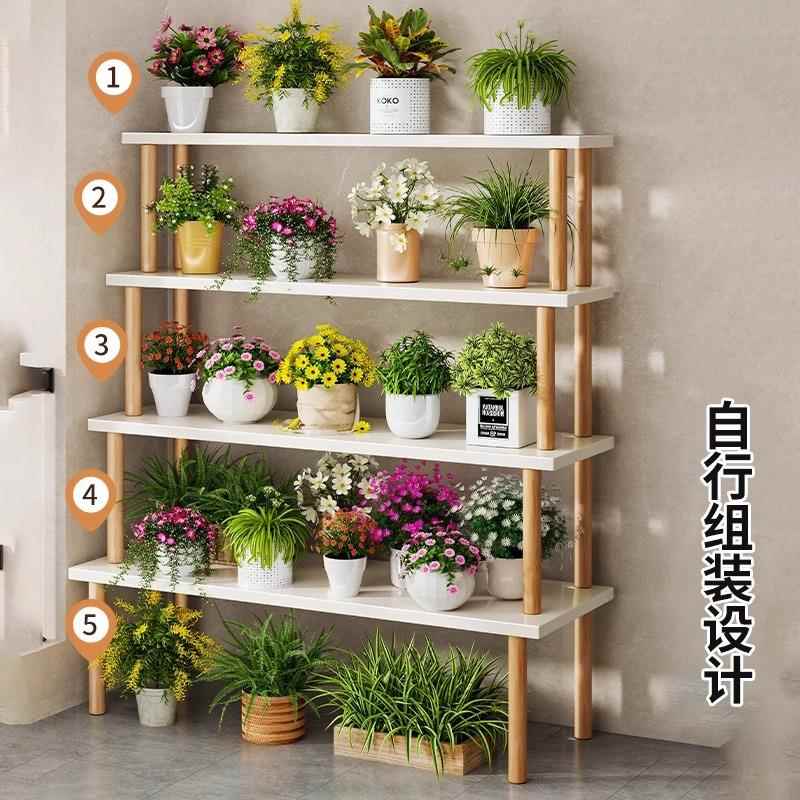 花架置物架阳佐致(收花架物客厅落地式子实木阶梯式多层植多肉台