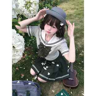 【月野HOUSE】*星岛高*抹茶茉莉 夏日清新JK收腰中间服夏服
