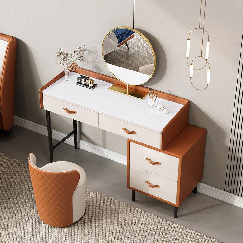 意式极简小户型梳妆台书桌斗柜一体卧室简约现代带镜子化妆桌家具