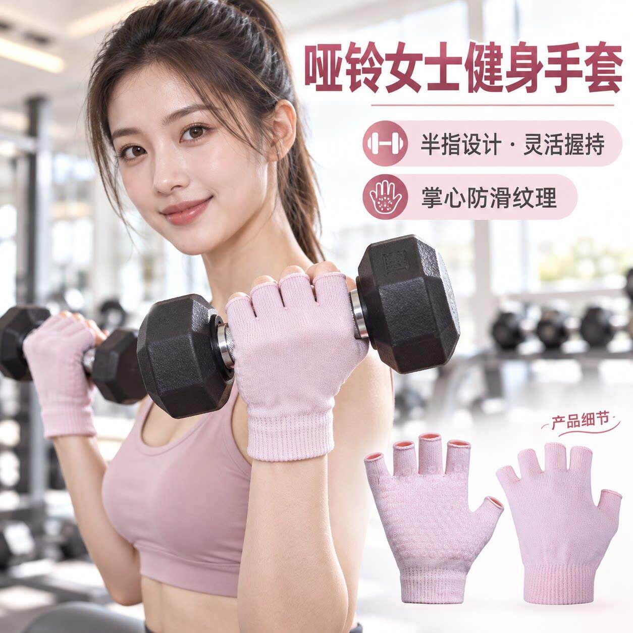 哑铃女士健身家用手套女士薄款壶铃提壶器械训练撸铁防滑防起手茧