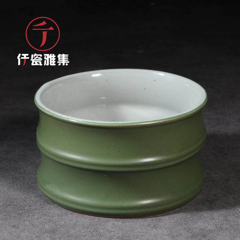 仿竹造型陶瓷笔洗青竹茶洗水盂水洗书画洗毛笔洗缸