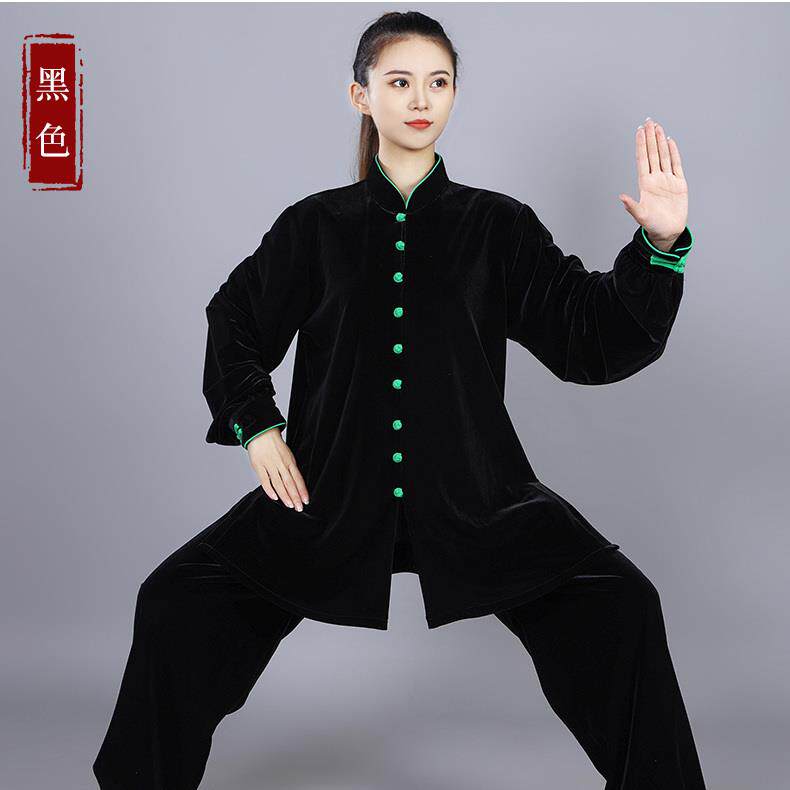 高档龙拳新色款时尚太极服冬南绒加双扣表厚演太极服立韩领练功中