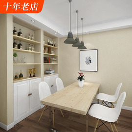 奶茶色纯色墙纸，现代简约卧室素色客厅，法式米黄色奶油风非自粘壁纸