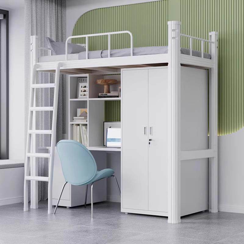 公寓床上床下桌组合床宿舍铁架床员工寝室上下铺学生双层床落地梯