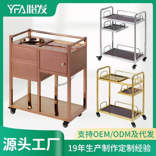 酒店不锈钢方形三层茶水车餐厅多功能可移动酒水车中式功夫煮茶车