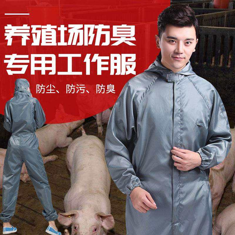 养猪场防护服养殖场防臭工作服喂猪衣服防尘透气水洗连体金小