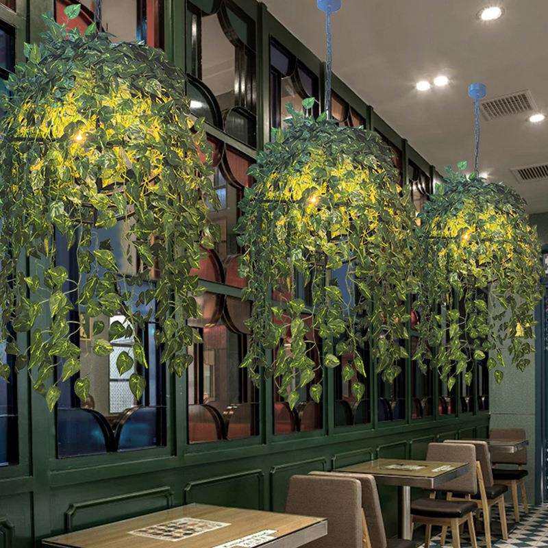 田园绿植吊灯创意酒吧餐厅过道植物吊灯花店甜品店现代简约装饰灯