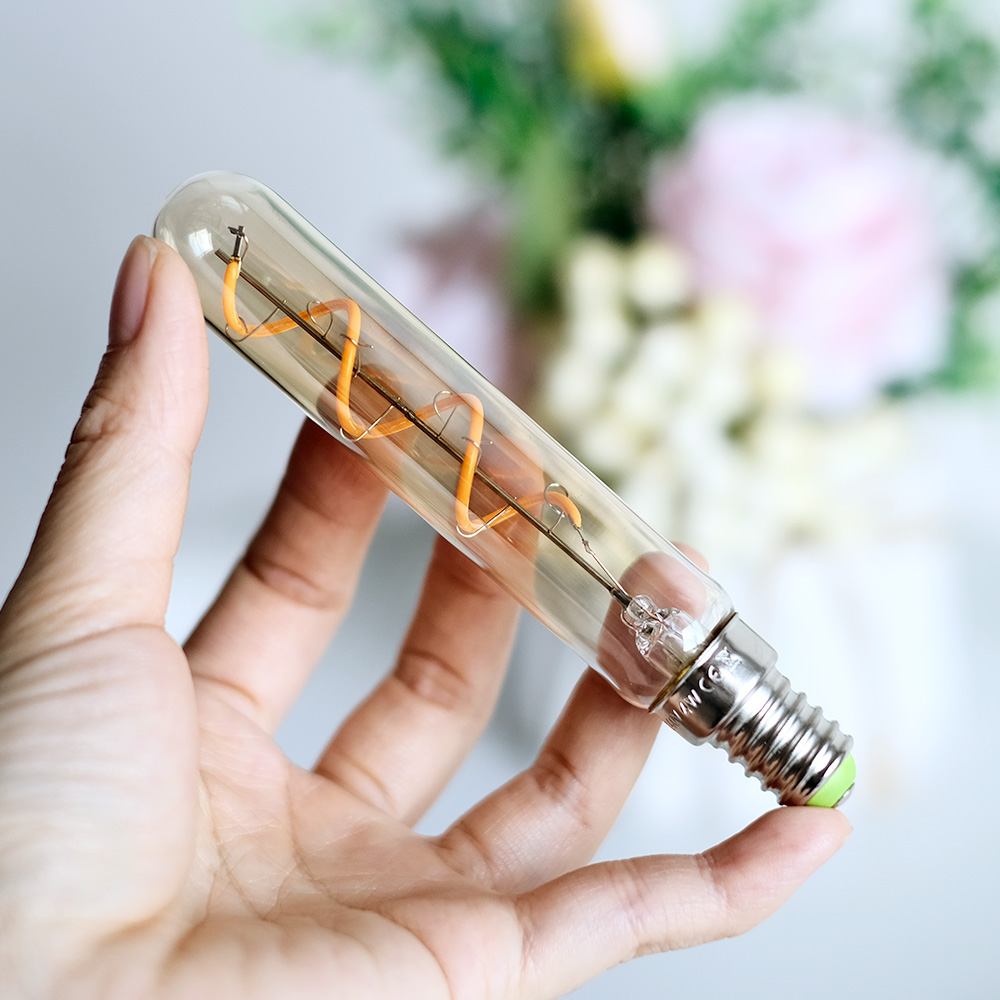 调光暖黄小试管灯泡E14小螺口水晶灯金色透明LED灯丝灯复古装饰