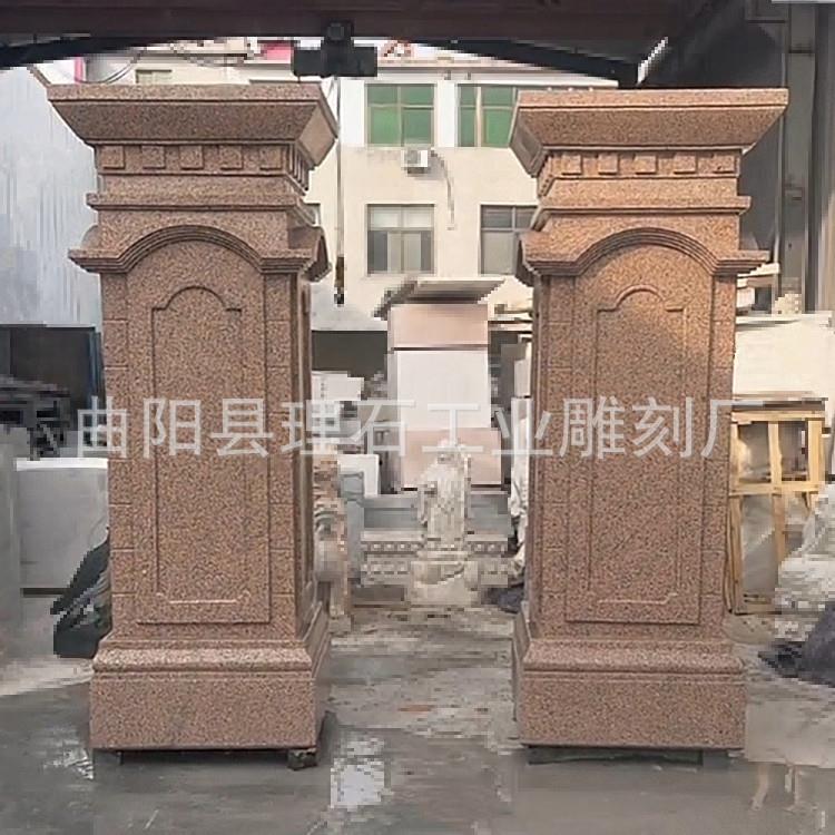 石雕门柱欧式大理石门口罗马柱花岗岩户外别墅石头围墙雕花石柱子