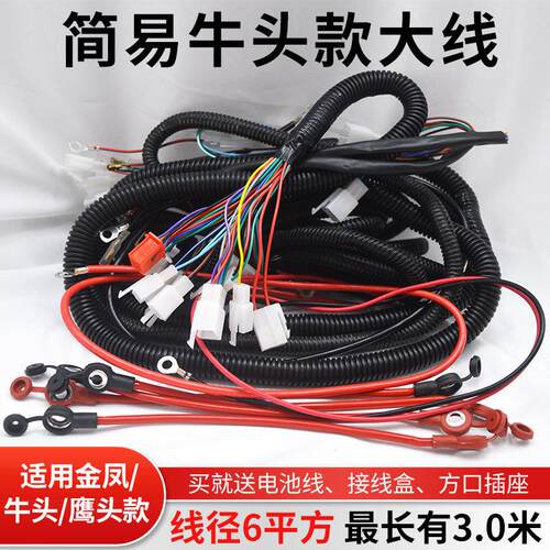 电动三轮车简易款线路牛头整车大线国标线束车头电器配件全套