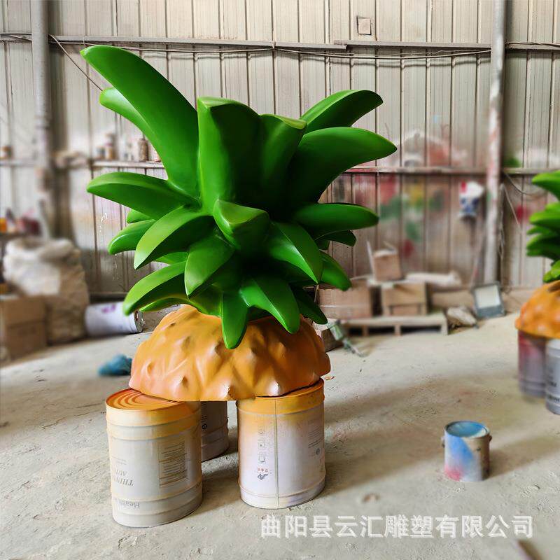 玻璃钢菠萝雕塑网红创意饮品菠萝商店铺门头装饰户外网红打卡造景