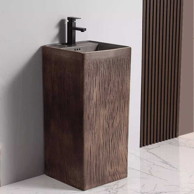 仿古立柱盆复古一体陶瓷落地洗脸盆别墅阳台客栈户外庭院洗脸盆,家装主材,立柱盆,淘宝优惠券,粉丝福利购,淘宝优惠卷