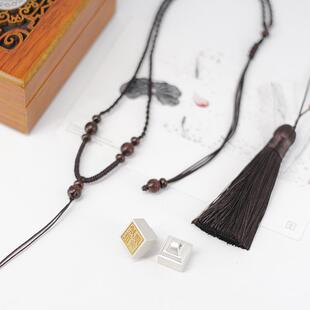 正品瑜逸棠情侣银吊坠纯印章银女刻情字项链古风爱生日定男情信物