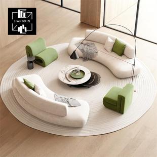 酒店大堂沙发美容院大厅会客室接待民宿会所售楼处贵宾区弧形沙发