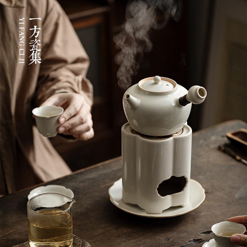2026新款围炉煮茶茶壶碳烤炉套装中式可明火煮茶壶白陶侧把壶提梁