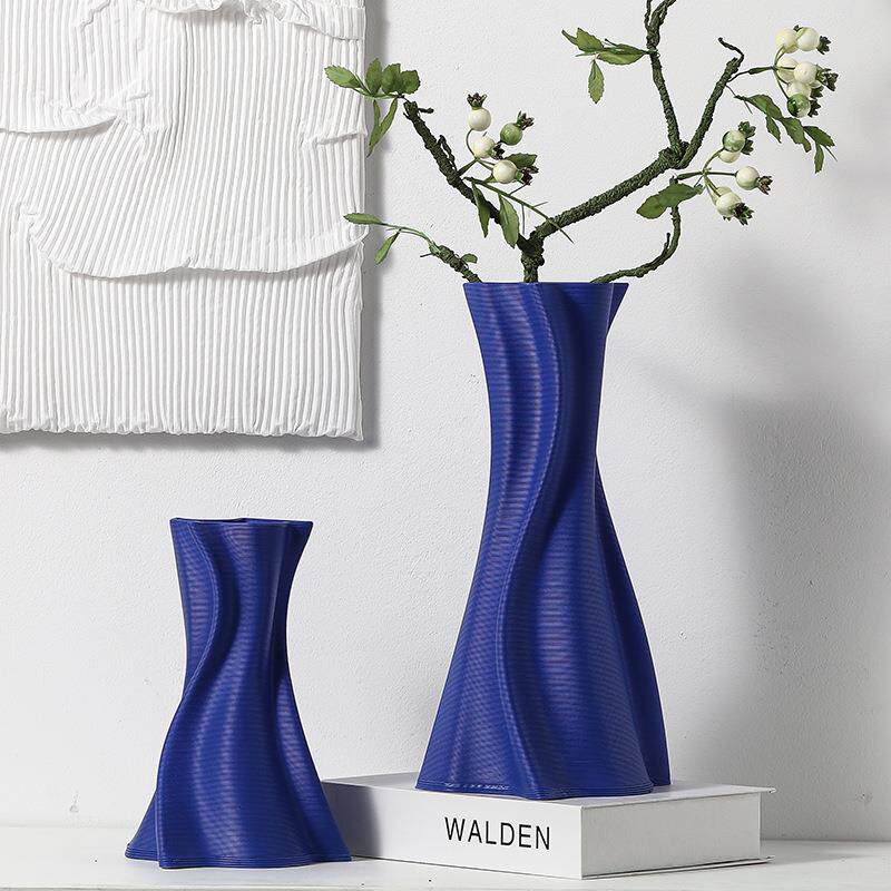雨彤蓝色创意陶瓷花瓶花器摆件样板房售楼部居家软装饰品陶瓷花瓶