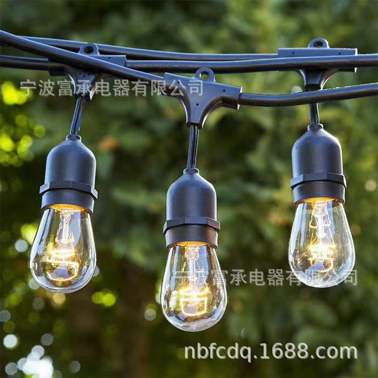 s14圣诞树灯串灯悬挂11W灯泡复古小酒馆RGB户外氛围灯太阳能灯灯