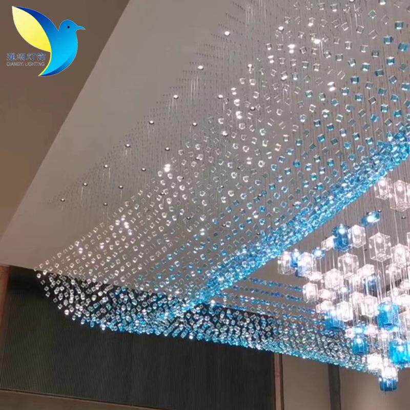 冰块玻璃吊灯LED工程吊灯冰块玻璃艺术灯具LED工程吊灯吊顶