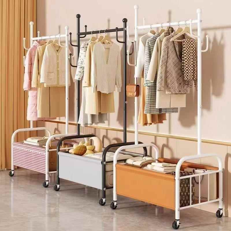 简易皮兜衣帽架OUI带移轮衣架架室落地立式可动家用卧挂衣阳台客