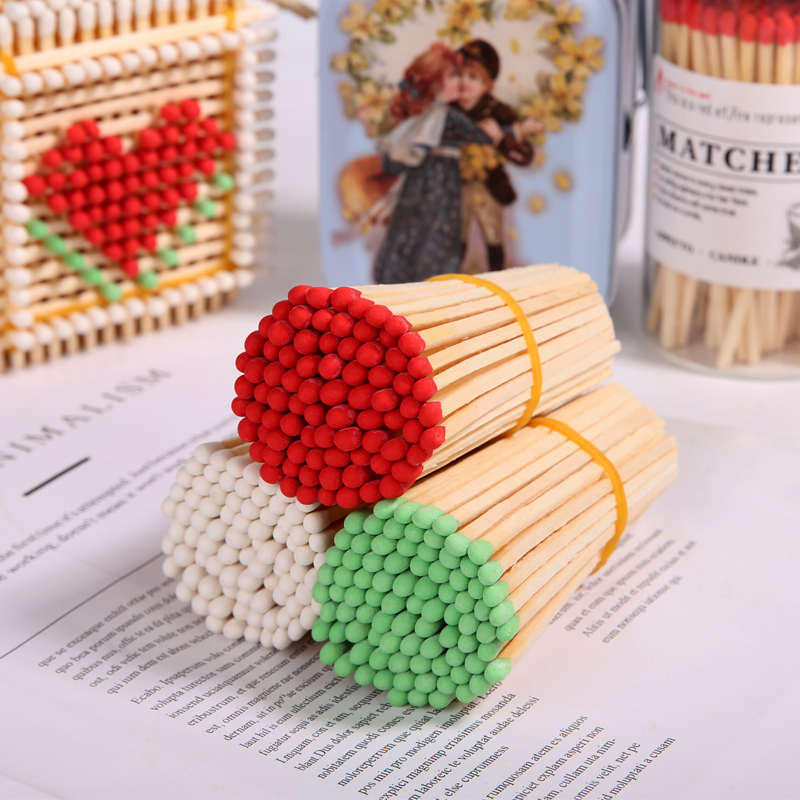 火柴火柴彩色户外火火柴老式matches棍手工香薰道梗 10cm散装加长