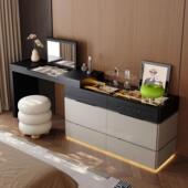 梦鹿K2化妆台斗柜一体卧室简约2025新款 床尾实木收纳柜转角化妆桌