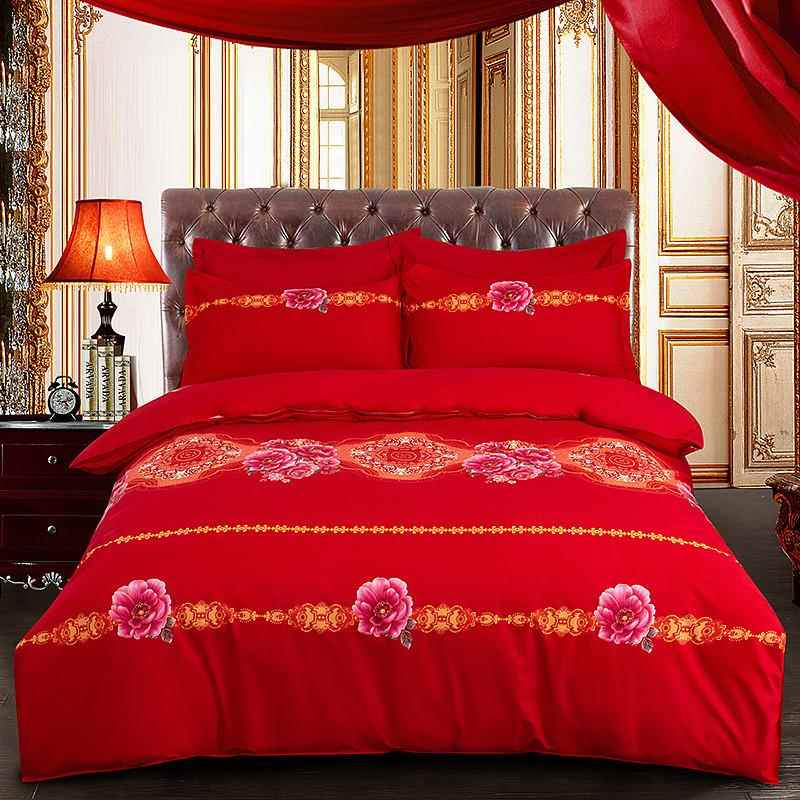 F6ST961VPK纯棉四件套婚庆新大全红结婚床上品用棉加厚婚礼婚床单