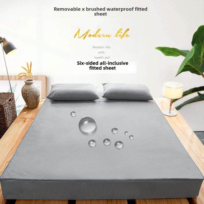 六面全包床笠单件拉炼式可拆卸乳胶薄床垫套防水防滑席梦思保护罩