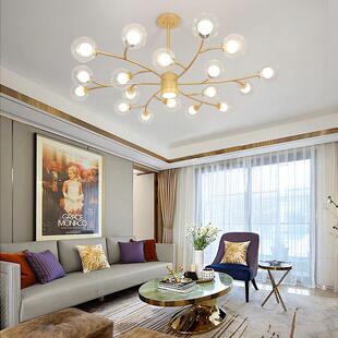 北欧客厅吊灯现代简约餐厅灯具创意树杈灯饰大气家用网红魔豆吊灯