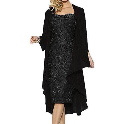 Formal Dress Set Women Outfit Elegant Flower Pattern Lace Vi