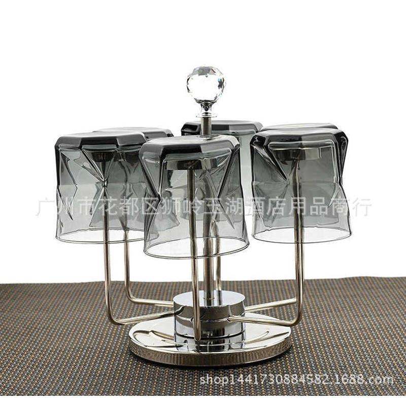 创意不锈钢6头旋转水杯架酒杯架时尚茶杯架 欧式倒挂沥水玻璃杯子