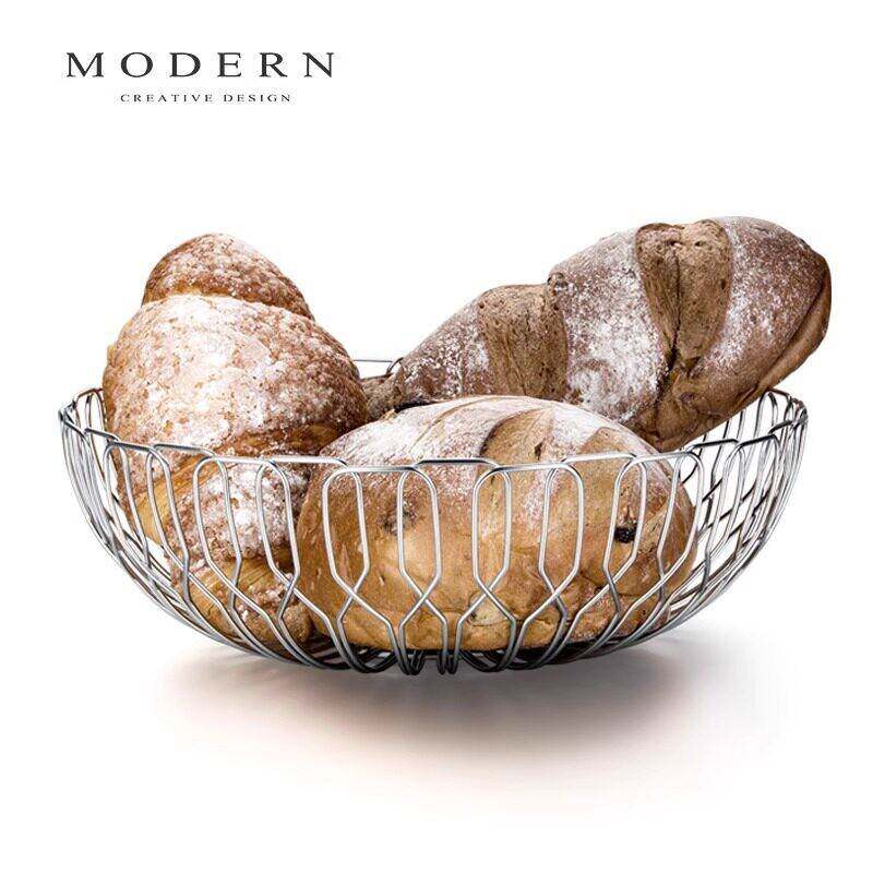 MODERN摩登不锈钢置物篮面包篮轻奢简约客饭厅果盘创意摆件沥水篮