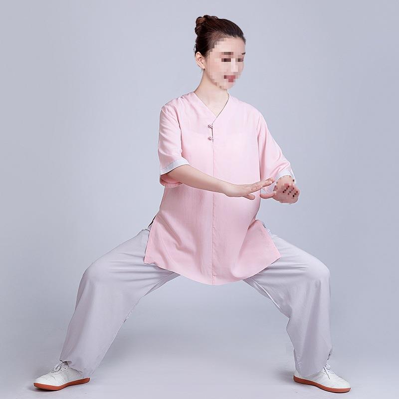 太极服女夏季新款棉麻亚麻太极拳练功服休闲服装洋气薄